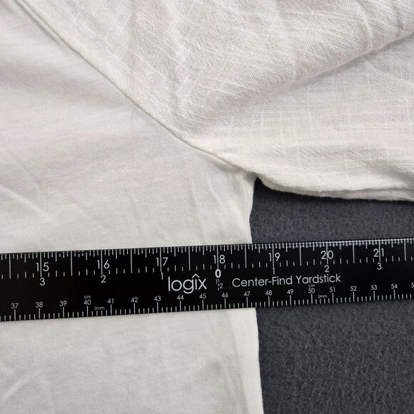 J. Jill Women XS White Button Front 3/4 Eyelet Lace Sleeve Peasant Top - Picture 10 of 11